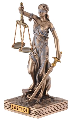 Griechische Göttin Justitia mit Waage, Miniatur aus Kunststein, von Künstlerhand bemalt mit Bronzefarbe, by Veronese von VOGLER Joh. Vogler GmbH