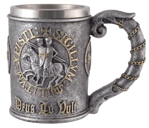 Kreuzritterkrug "Deus lo vult", Vogler-Design, mit 600 ml Stahleinsatz, entnehmbar, aus Kunststein, handbemalt, Vogler Exclusive Design von VOGLER Joh. Vogler GmbH