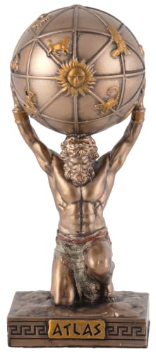 Miniatur Figur griechischer Gott Atlas - aus Kunststein, mit Bronzefarbe von Hand bemalt by Veronese von VOGLER Joh. Vogler GmbH