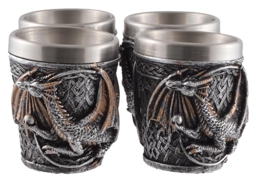 VOGLER Joh. Vogler GmbH 4er Set Shotglas, Drache, mit Stahleinsatz, aus Kunststein, von Hand bemalt, Volumen: 50ml VOGLER Joh. Vogler GmbH 4er Set Shotglas, Drache, mit Stahleinsatz, aus Kunststein, von Hand bemalt, Volumen: 50ml von VOGLER Joh. Vogler GmbH