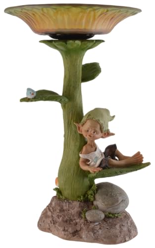 Gartenpixie Magical Garden, Pixie entspannt Sich auf einem Blatt, Vogelbad, von Hand coloriert, wetterfest von VOGLER Joh. Vogler GmbH