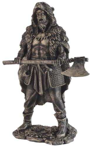 VOGLER Joh. Vogler GmbH Nordischer Wikinger, Berserker mit Axt, Kunststein, von Hand mit Silberfarbe coloriert von VOGLER Joh. Vogler GmbH