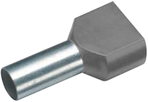 Vogt Verbindungstechnik 460612D Doppel-Dengenmitätsendhülse, 4 mm² x 12 mm, teilweise isoliert, grau, 100 Stück von VOGT VERBINDUNGSTECHNIK