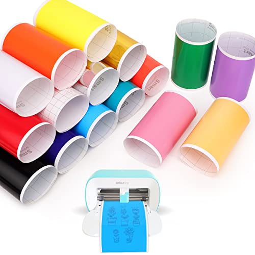 Smart Adhesive Vinyl Permanent für Cricut Joy, 15 Stück Plotterfolie Selbstklebend Vinylfolie 12 * 5.5 zoll Vinyl Plotter Film mit 3 Transferfolie Plotterfolie für kreatives Handwerk und Dekoration von VOHESEA