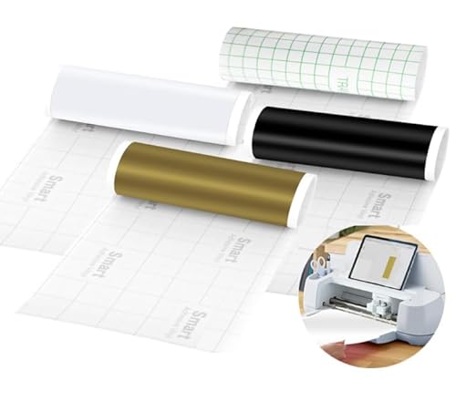 4 Rollen Smart Vinyl Permanent für Cricut Explore 3/Maker 3, Schwarz Weiß Gold Transferfolie Smart Adhesive Vinyl Permanent 33x100cm Plotterfolie Selbstklebend zum DIY Fenster Tassen Autos Banner 4 Rollen Smart Vinyl Permanent für Cricut Explore 3/Maker 3, Schwarz Weiß Gold Transferfolie Smart Adhesive Vinyl Permanent 33x100cm Plotterfolie Selbstklebend zum DIY Fenster Tassen Autos Banner von VOHESEA