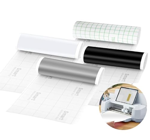4 Rollen Smart Vinyl Permanent für Cricut Explore 3/Maker 3, Schwarz Weiß Silber Transferfolie Smart Adhesive Vinyl Permanent 33x100cm Plotterfolie Selbstklebend zum DIY Fenster Tassen Autos Banner 4 Rollen Smart Vinyl Permanent für Cricut Explore 3/Maker 3, Schwarz Weiß Silber Transferfolie Smart Adhesive Vinyl Permanent 33x100cm Plotterfolie Selbstklebend zum DIY Fenster Tassen Autos Banner von VOHESEA