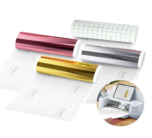 4 Rollen Smart Vinyl Permanent für Cricut Explore 3/Maker 3, Smart Adhesive Vinyl Permanent 33x100cm Metallic Chrom Gold Silber Roségold Transferfolie Vinylfolie zum DIY Fenster Tassen Autos Banner 4 Rollen Smart Vinyl Permanent für Cricut Explore 3/Maker 3, Smart Adhesive Vinyl Permanent 33x100cm Metallic Chrom Gold Silber Roségold Transferfolie Vinylfolie zum DIY Fenster Tassen Autos Banner von VOHESEA