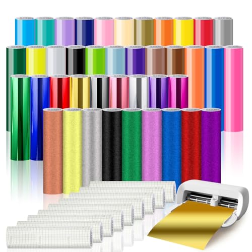 Smart Vinyl Permanent für Cricut Joy Xtra, 23 Faber Smart Adhesive Vinyl Permanent 9 Glitzer Vinyl 9 Chromglanz 9 Transferfolie 14x30.5cm Vinyl Plotterfolie Selbstklebend zum DIY Tassen Autos Banner von VOHESEA