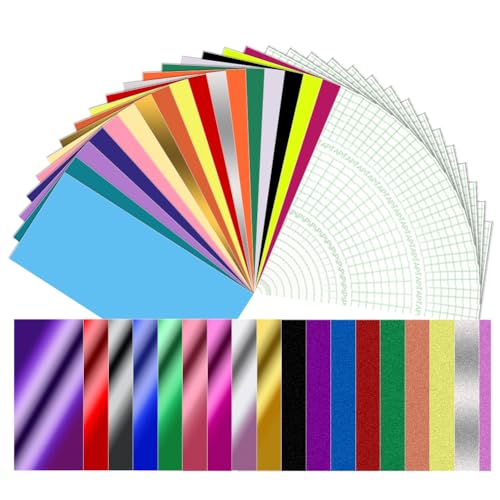 50er Pack Smart Vinyl Permanent für Cricut Joy 14x30.5cm Smart Adhesive Vinyl Permanent Glitzer Vinyls Chromglanz mit Transferfolie Vinyls Plotterfolie Selbstklebend zum DIY Fenster Tassen Auto Banner 50er Pack Smart Vinyl Permanent für Cricut Joy 14x30.5cm Smart Adhesive Vinyl Permanent Glitzer Vinyls Chromglanz mit Transferfolie Vinyls Plotterfolie Selbstklebend zum DIY Fenster Tassen Auto Banner von VOHESEA