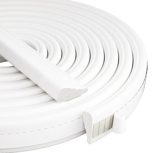 500CM Türdichtung Fenster Dichtungsband Keilförmig Design, Selbstklebend Schaumstoffband, Türrahmen Dichtung für Fenster und Türen, Zugluftstopper Dichtband Fenster, Weiß von VOHESEA