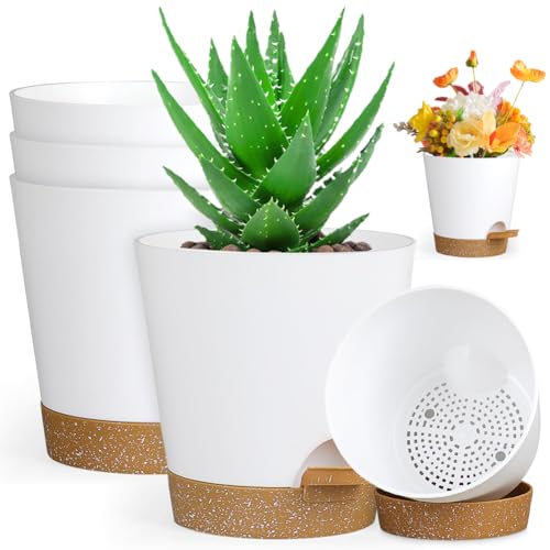 6 Stück Blumentopf Selbstbewässernd Φ15.2cm Pflanzentopf mit Bewässerungssystem Selbstbewässerungstopf, Selbstbewässerung Übertopf Mit Untersetzer Kunststoff Blumentopf für Innen Und Balkon Garten 6 Stück Blumentopf Selbstbewässernd Φ15.2cm Pflanzentopf mit Bewässerungssystem Selbstbewässerungstopf, Selbstbewässerung Übertopf Mit Untersetzer Kunststoff Blumentopf für Innen Und Balkon Garten von VOHESEA