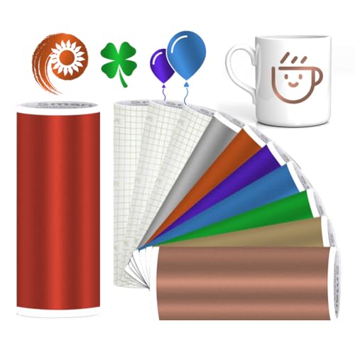 Smart Vinyl Permanent für Cricut Joy, 8 Farbe Matte Metallic Smart Vinyl 12x5.5 zoll Adhesive Vinyls Permanent Matte Metallic Selbstklebend mit 3 Transferfolie zum DIY Fenster Tassen Autos Banner Smart Vinyl Permanent für Cricut Joy, 8 Farbe Matte Metallic Smart Vinyl 12x5.5 zoll Adhesive Vinyls Permanent Matte Metallic Selbstklebend mit 3 Transferfolie zum DIY Fenster Tassen Autos Banner von VOHESEA
