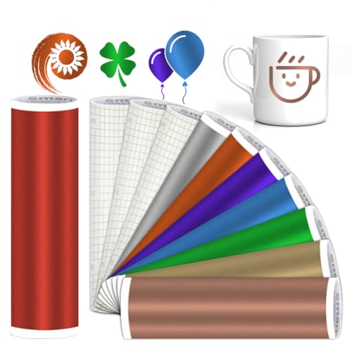 Smart Vinyl Permanent für Cricut Joy Xtra, 8 Farbe Matte Metallic Smart Vinyl 12x9.5 zoll Adhesive Vinyls Permanent Matte Metallic Selbstklebend mit 3 Transferfolie zum DIY Fenster Tassen Autos Banner von VOHESEA