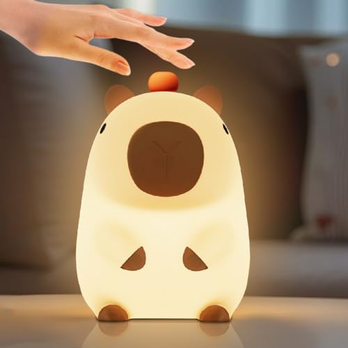 VOHESEA Capybara Lampe, Capybara Nachtlicht mit zwei Helligkeitsstufen, Nachtlicht Kinder Dimmbar, Niedliche Silikon Nachtlicht, Tragbare Led Nachttischlampe Kinder, für Babyzimmer, Schlafzimmer von VOHESEA