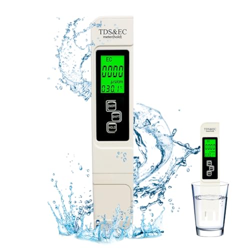 VOHESEA TDS/EC Wasserqualitätstest Meter, Tragbares TDS Messgerät für Trinkwasser, Leitwertmessgerät mit LED-Anzeige, Wasserqualität Tester für Trinkwasser, Teiche, Aquarien,Schwimmbecken,Fischteiche von VOHESEA