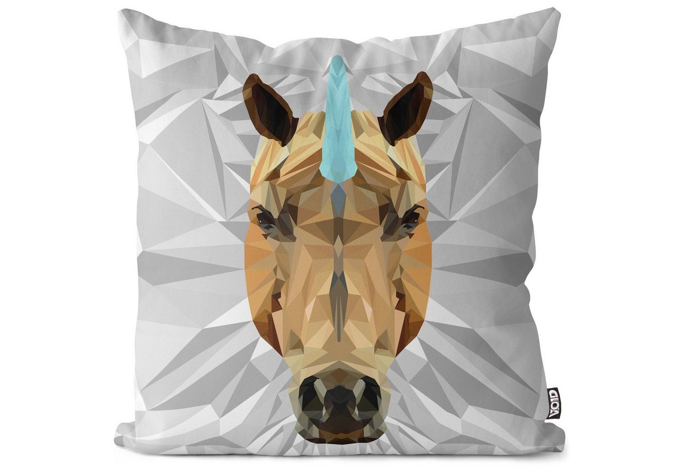 Kissenbezug, VOID, Sofa-Kissen Einhorn Polygon Unicorn Outdoor Indoor Tierpferd von VOID