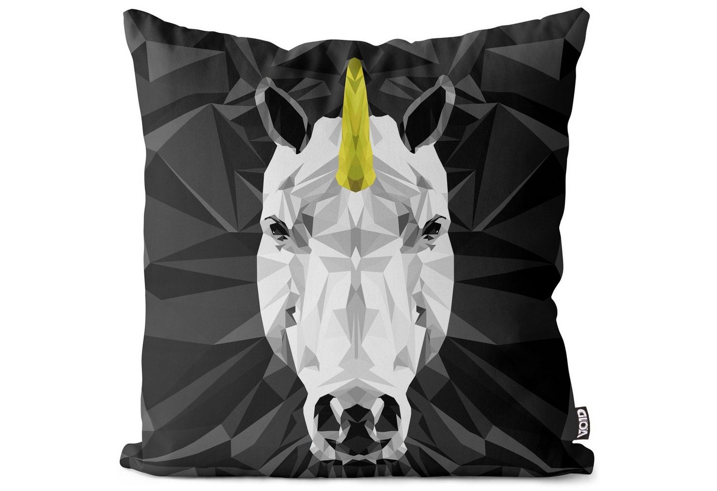 Kissenbezug, VOID, Sofa-Kissen Einhorn Polygon Unicorn Outdoor Indoor Tierpferd von VOID