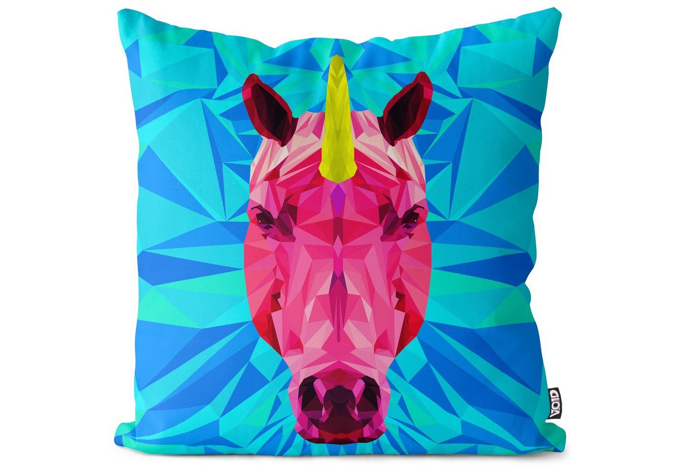 Kissenbezug, VOID, Sofa-Kissen Einhorn Polygon Unicorn Outdoor Indoor Tierpferd von VOID