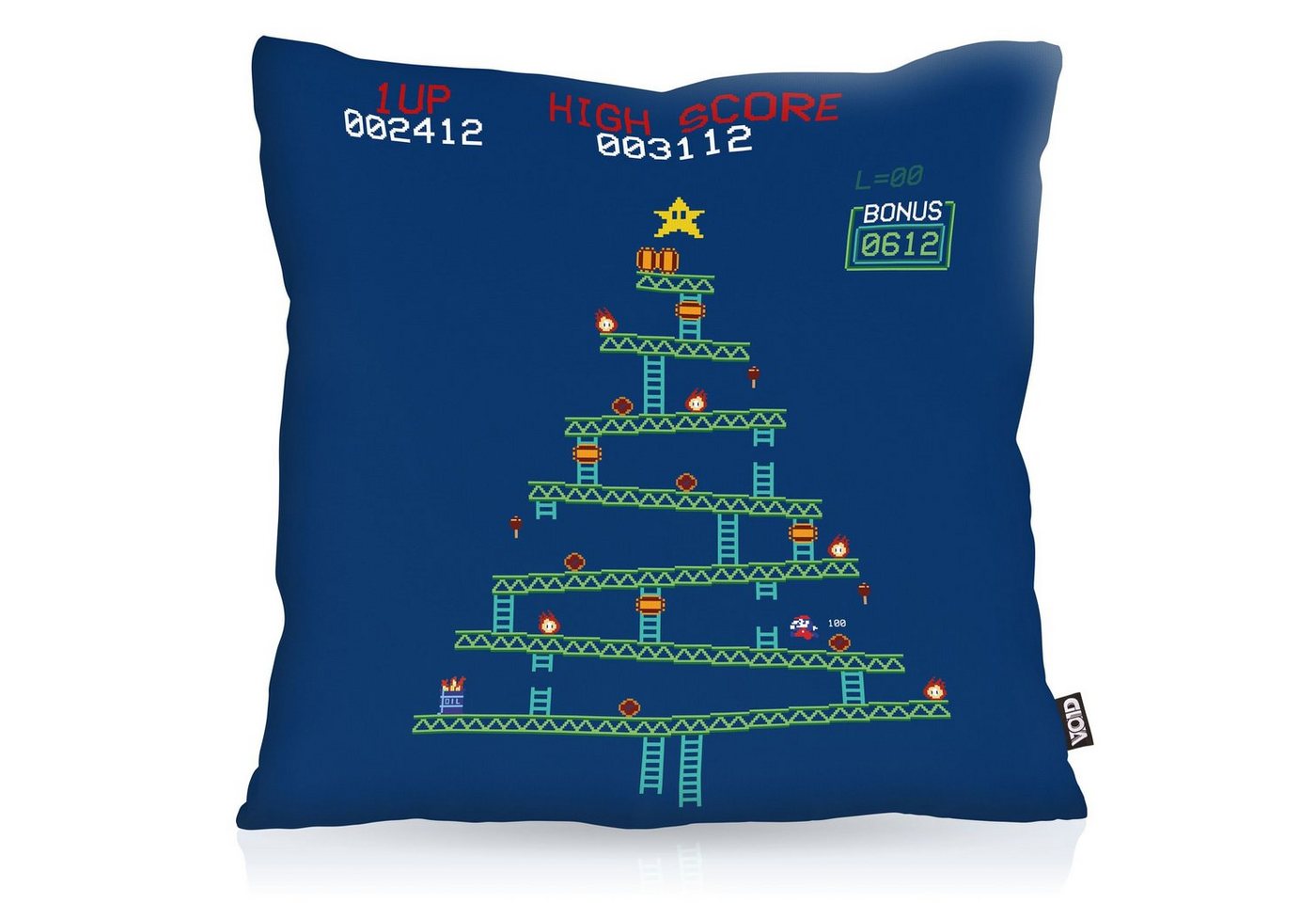 Kissenbezug, VOID, Sofa-Kissen Kong Weihnachten boy affe king donkey mario xmas game gamer von VOID