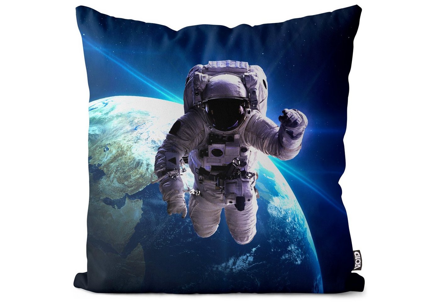Kissenbezug, VOID (1 Stück), Sofa-Kissen Astronaut Erde Kissenbezug Weltall Raumschiff Astronaut Raumfahrer Mond Sterne von VOID