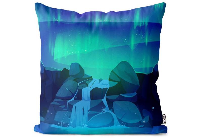 VOID Kissenbezug, (1 Stück), Aurora borealis Illustration polarlicht himmel licht norden wasserfal von VOID