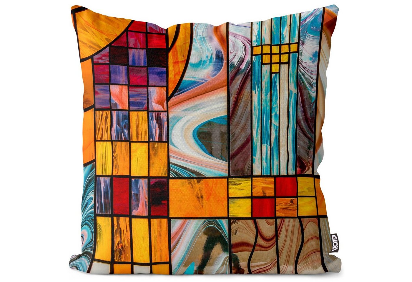Kissenbezug, VOID (1 Stück), Sofa-Kissen Glas Fenster-Scheiben Kirche malen abstrakt Design Kunst Glasmalen Hobby Farben Dom von VOID