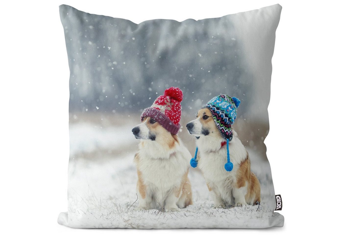 Kissenbezug, VOID (1 Stück), Corgis Winter Schnee Hunde Corgis Winter Schnee Hunde Fell Pfoten Käl von VOID