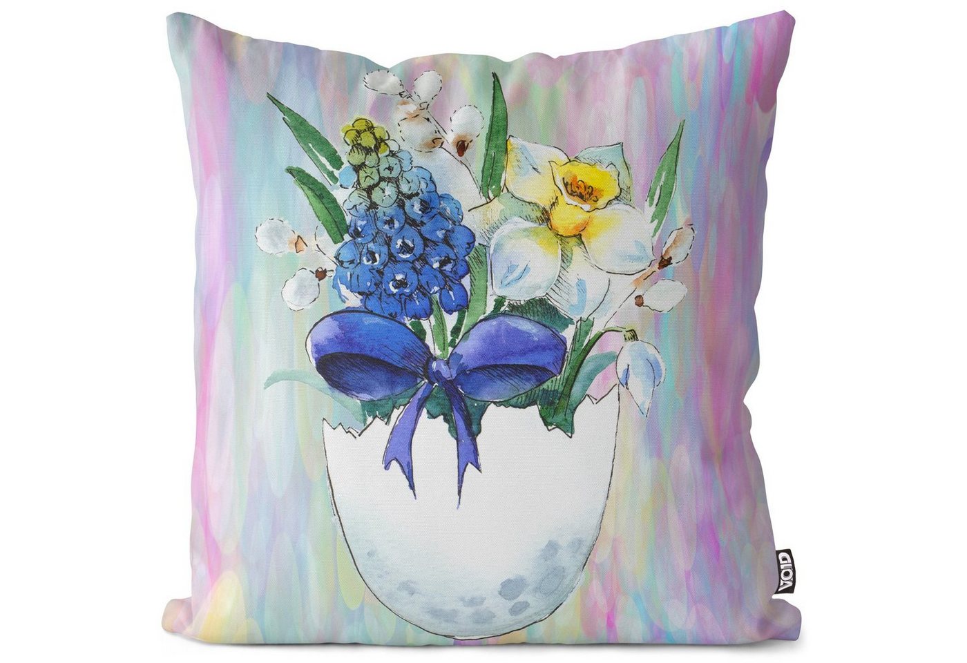 Kissenbezug, VOID (1 Stück), Eierschale Blumen Schleife 40x40 Sofakissen Polyester Kissen Geschenke Ostern Osterdeko Deko von VOID