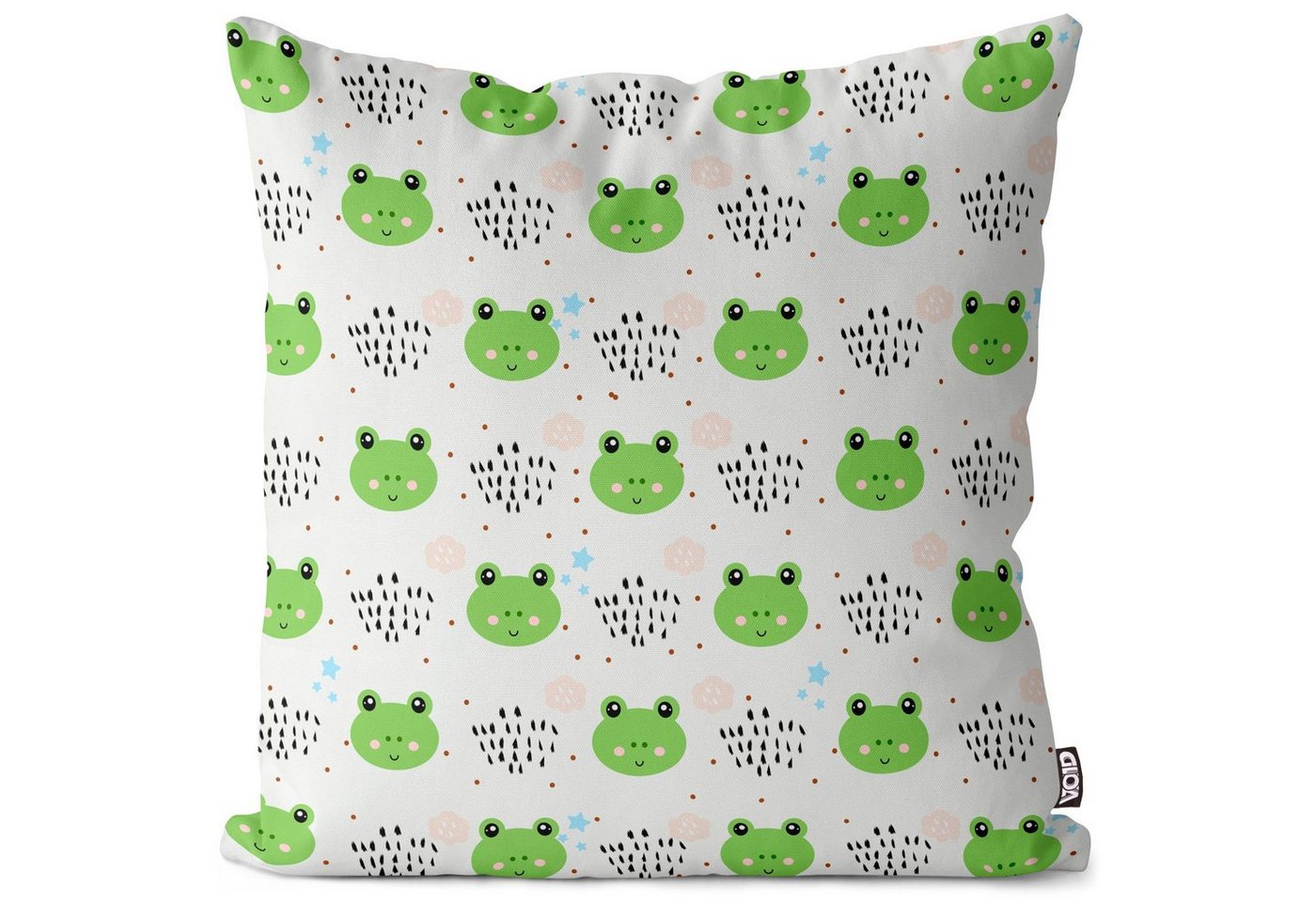 Kissenbezug, VOID (1 Stück), Sofa-Kissen Frosch Regen Sterne Tiere Kinder Baby Kinderzimmer Kuscheltier See Teich Wolken süß Haustier Märchen Froschkönig Spielzeug von VOID