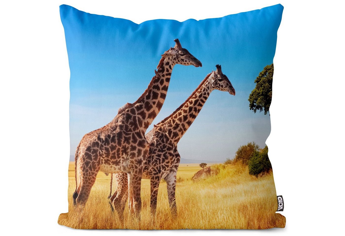 Kissenbezug, VOID (1 Stück), Sofa-Kissen Giraffe Afrika Kissenbezug Giraffe Afrika Palme Safari Dschungel Zoo Wüste Fell von VOID