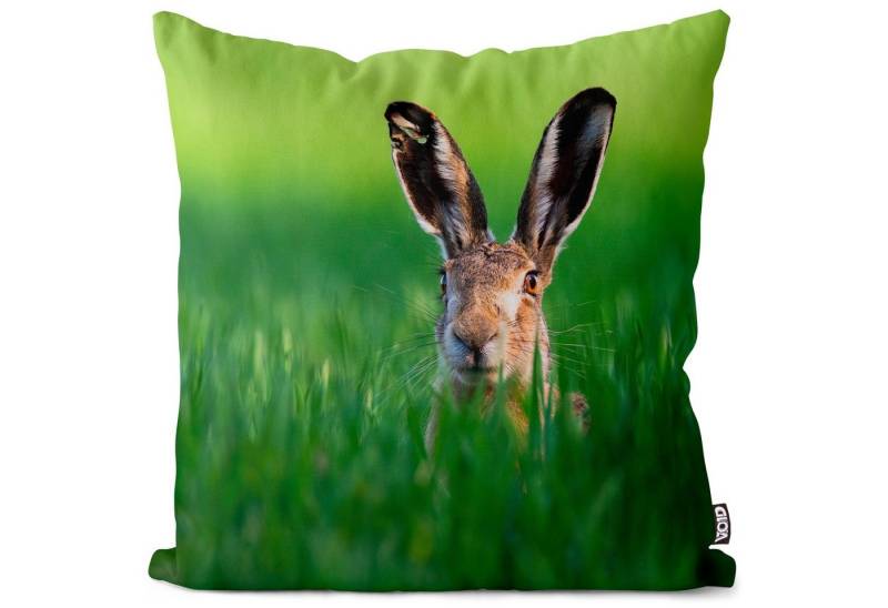 Kissenbezug, VOID (1 Stück), Hase Wiese Sommer Feldhase Tiere Haustier Zoo Streichelzoo Osterhase Ostern Süß Langohr Meister Lampe Fabel Natur Wald von VOID