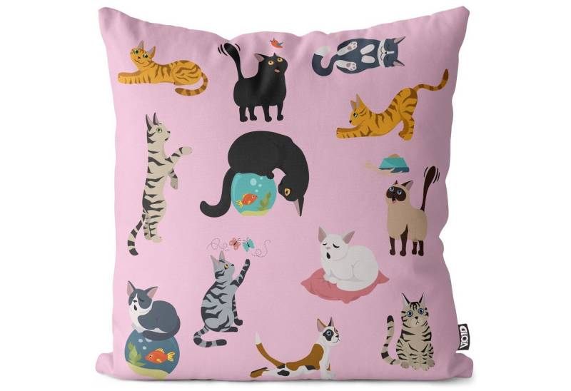 Kissenbezug, VOID (1 Stück), Sofa-Kissen Katzenbande rosa Kissenbezug Katze Kätzchen Tier Haustier Kartäuser Scottish gr von VOID