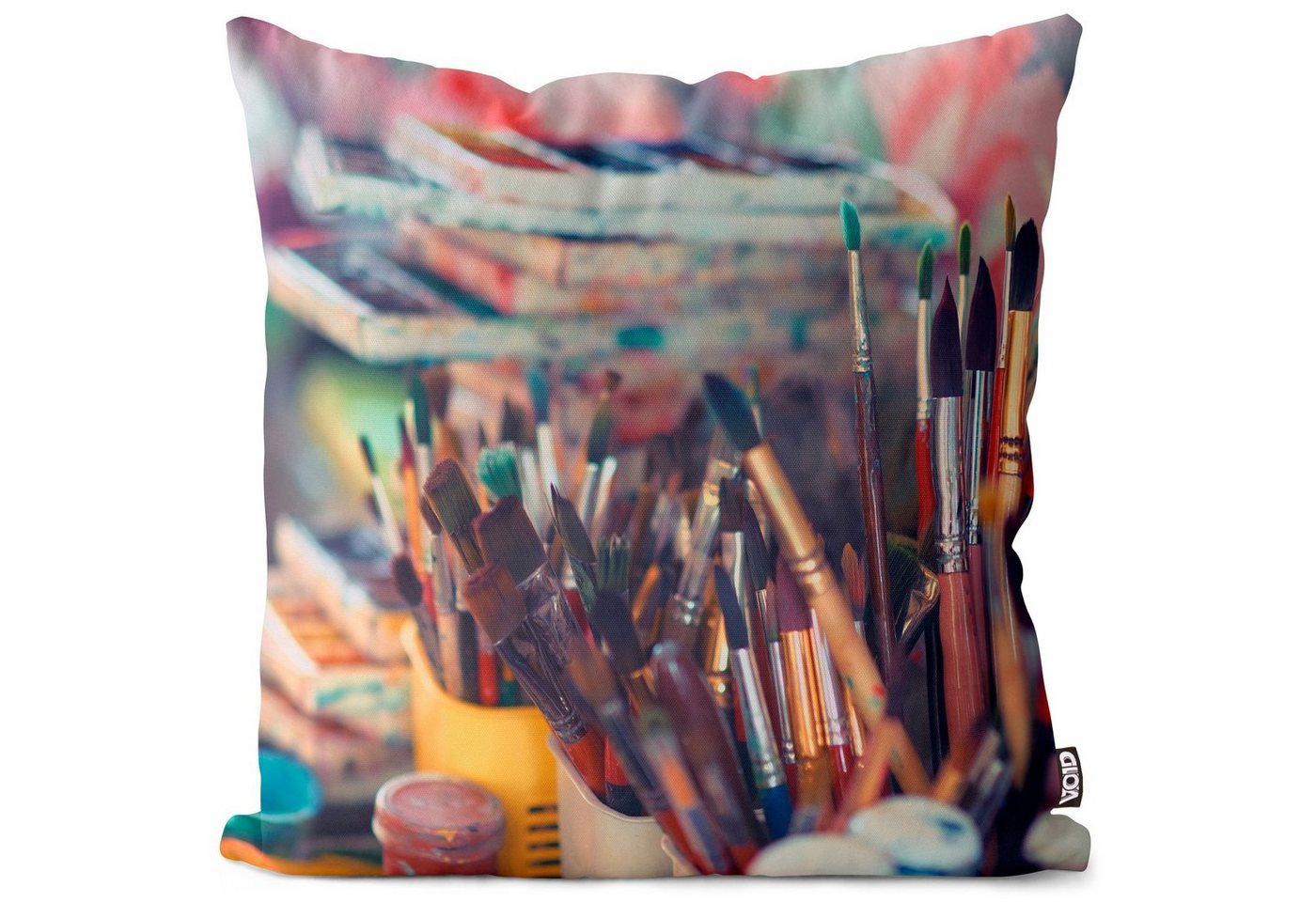 Kissenbezug, VOID (1 Stück), Sofa-Kissen Malen Pinsel Malerei Hobby Kunst Aquarell Öl Wasserfarben lernen Farben Palette Zeichnen Leinwand Farbtopf Acryl Ölfarben von VOID