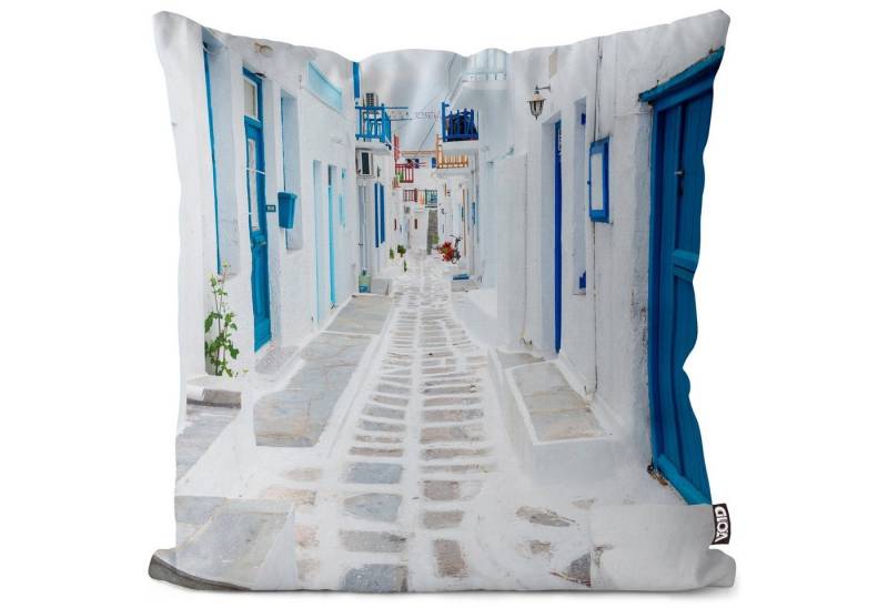 VOID Kissenbezug, (1 Stück), Mykonos Griechenland Insel Urlaub Reisen Verreisen Sommer Blaue Türen von VOID