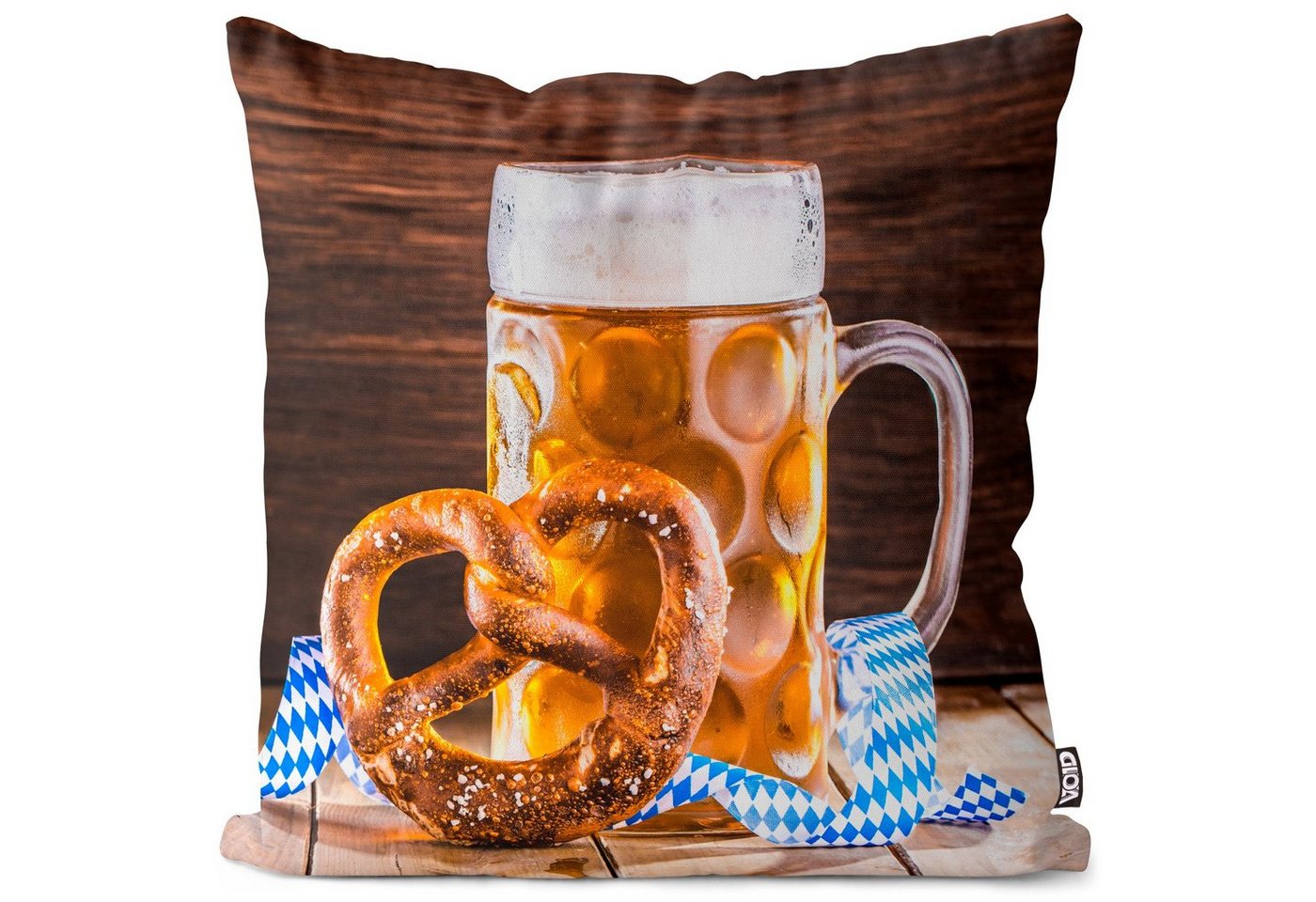 Kissenbezug, VOID (1 Stück), Sofa-Kissen Oktoberfest Wiesn Bier Breze Bayern Brezel Brezn München Biergarten Fest Grillen Stammtisch Brauerei Essen Bavaria Maß Bierkrug Fa von VOID