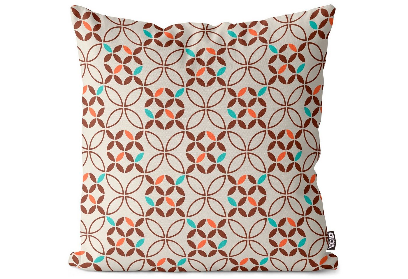 Kissenbezug, VOID (1 Stück), Sofa-Kissen Retro Grafik Muster 60er 70er Vintage Ostern Orange Beige Design Dekoration Ornamente Fließen Dekor Hipster Art pop Orientalisch von VOID