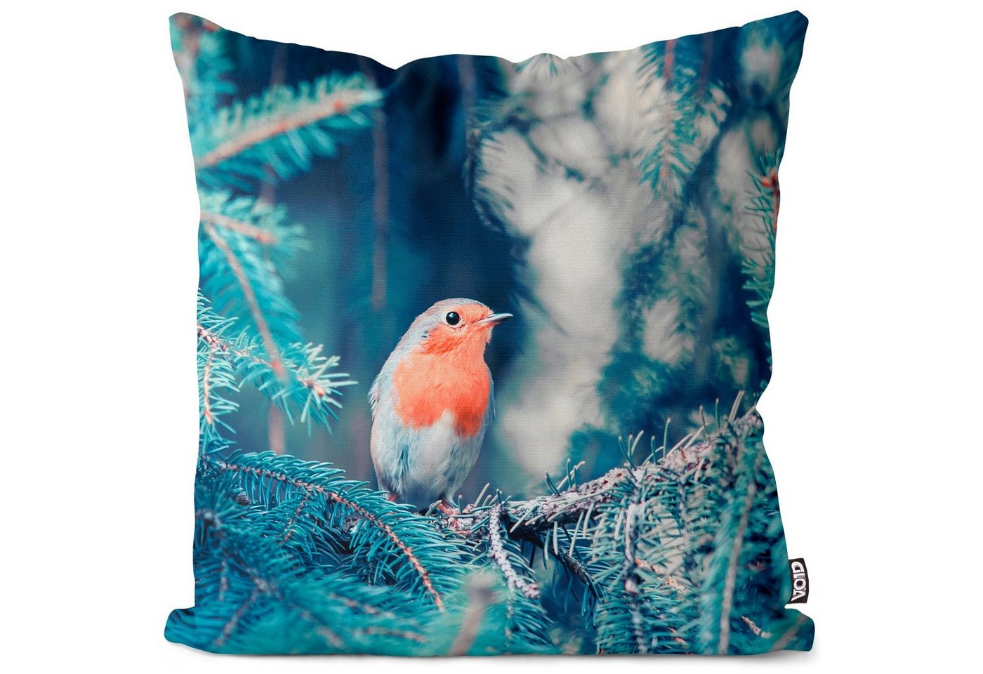 Kissenbezug, VOID (1 Stück), Sofa-Kissen Vogel Tiere Herbst Winter Wald Federn Weihnachten Natur Urlaub Wandern Hobby Singvogel Haustier von VOID