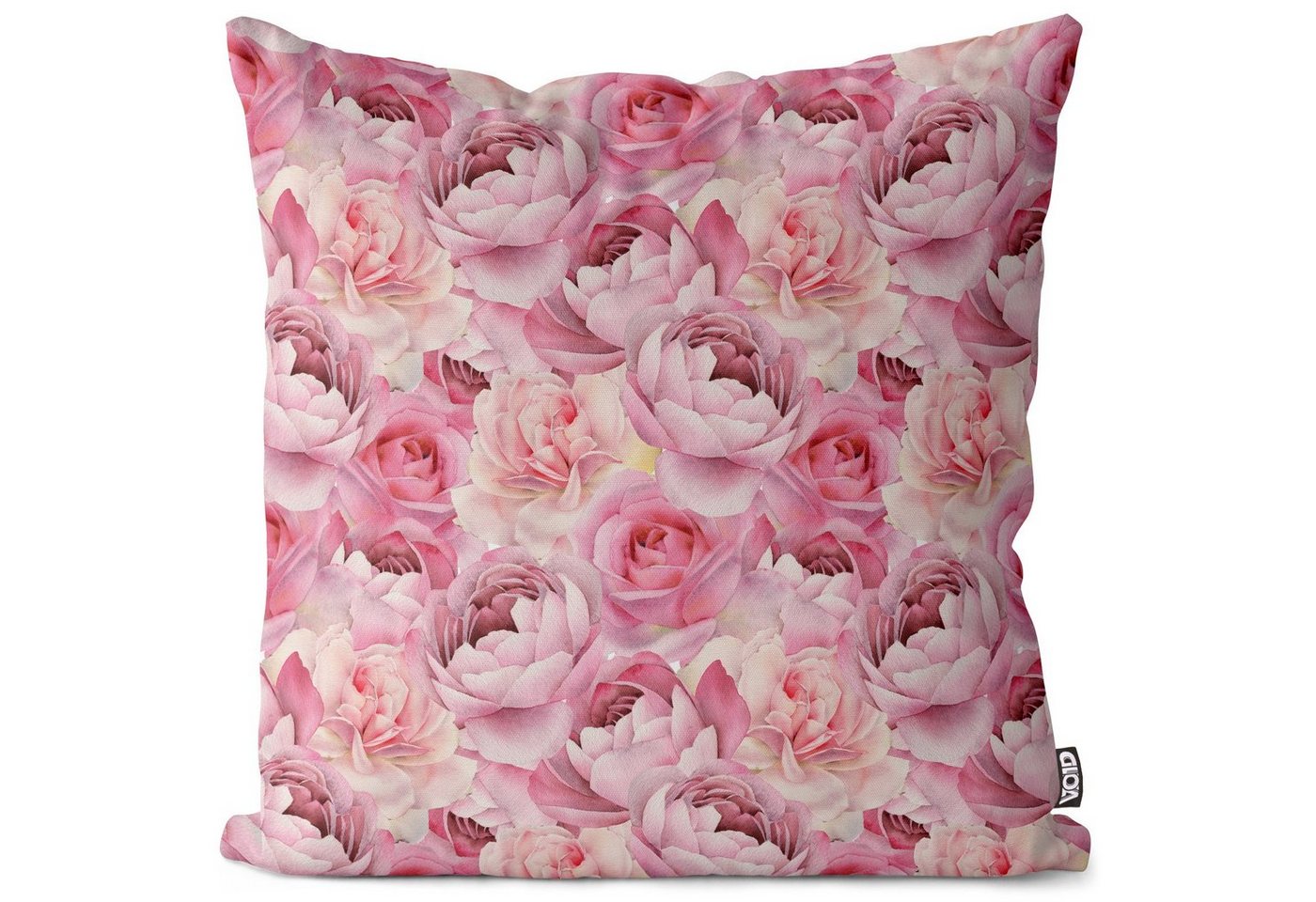 Kissenbezug, VOID (1 Stück), Sofa-Kissen Blumen-Muster See-Rosen Garten-Teich Japan rose pink geblümt Wasserfarben Aquarell Dekor große Blüten romatisch Pfingst-Rosen Somm von VOID