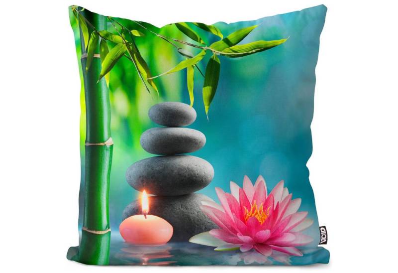 Kissenbezug, VOID (1 Stück), Sofa-Kissen Spa Entspannung Therapie Wasser Lotus Sauna Bambus Meditation Zen Kerzen Natur Japan China Kultur Wellness Gesundheit Buddhismus von VOID