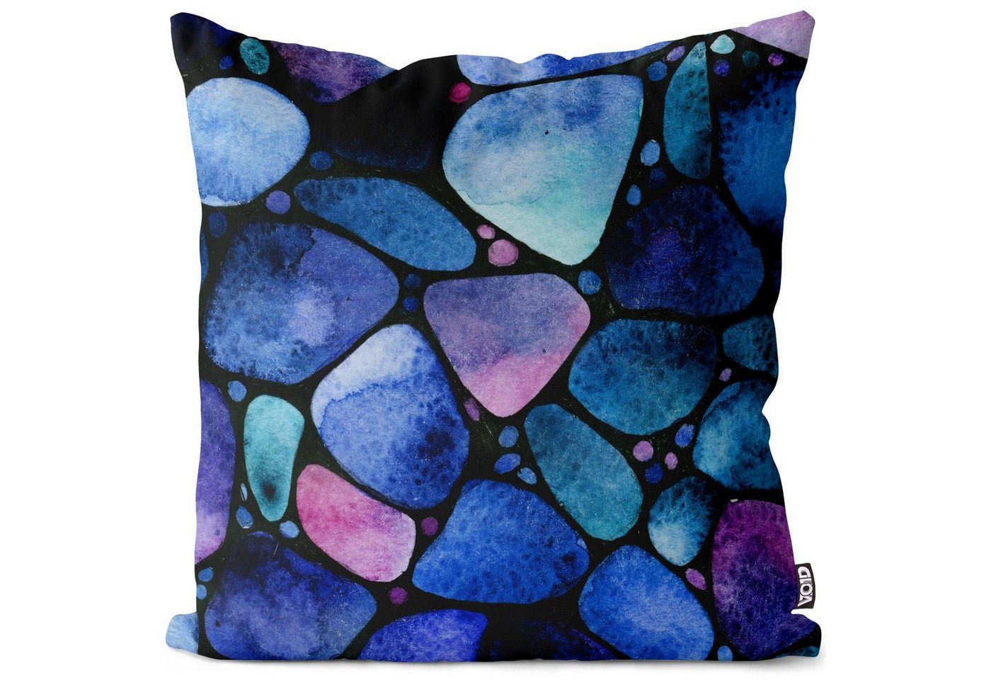 Kissenbezug, VOID (1 Stück), Wasserfarben Steine Blau Kissenbezug Kunst Farben Malen Bunt Grafisch gemustert von VOID