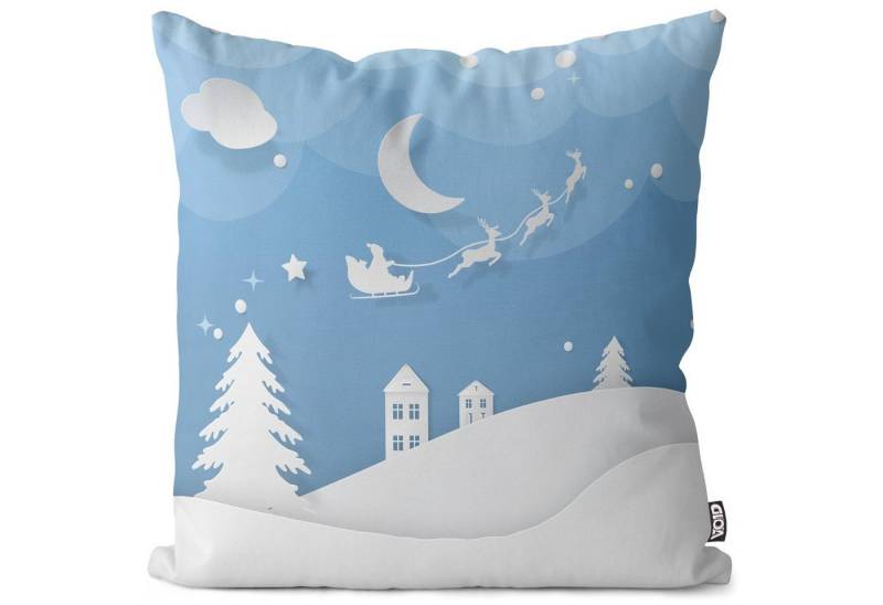 Kissenbezug, VOID (1 Stück), Sofa-Kissen Frohe Weihnachten Winter Schnee Geschenke Landschaft Christbaum Heilig Abend Dekoration Baum Karte Wohnzimmer Advent Tee Kranz von VOID