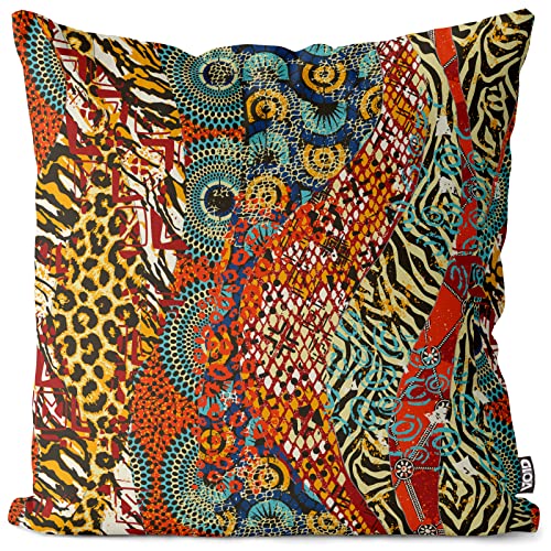 VOID Afrika Leoprint Ethnomuster Kissenbezug Kissenhülle Sofakissen Kissen Deko Outdoor-Kissen Dekokissen, Kissen Größe:50 x 50 cm von VOID