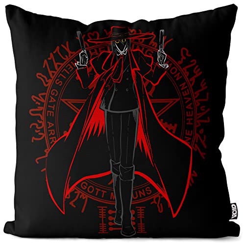 VOID Alucard Vampir Kissenbezug Kissenhülle Polyester wasserfest Outdoor Hellsing Anime Manga Japan, Kissen Größe:80 x 80 cm von VOID