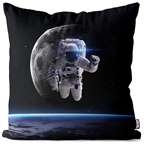 VOID Astronaut Mond Kissenbezug Kissenhülle Sofakissen Kissen Deko Outdoor-Kissen Dekokissen, Kissen Größe:40 x 40 cm von VOID