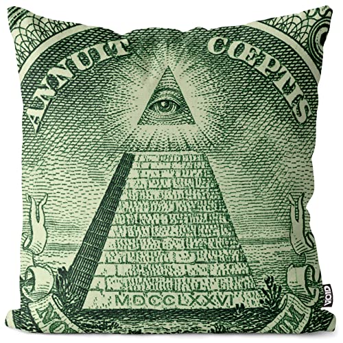 VOID Auge der Vorsehung Kissenbezug Kissenhülle Outdoor Indoor us Dollar Illuminaten allsehend, Kissen Größe:50 x 50 cm von VOID