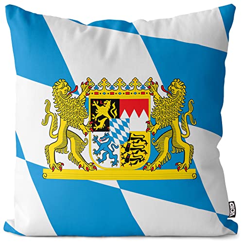 VOID Bayern Bavaria Polyester Kissenbezug Flagge Fahne Fan-Kissen Kissenhülle Outdoor Indoor Bunt, Kissen Größe:80 x 80 cm von VOID