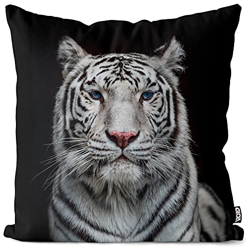 VOID Bengalischer Tiger Schneetiger Kissenbezug Kissenhülle Sofakissen Kissen Deko Weihnachten Winter Weihnachtsdeko, Kissen Größe:60 x 60 cm von VOID