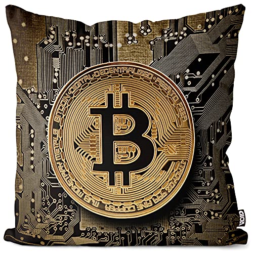 VOID Bitcoin Krypto Digital Kissenbezug Kissenhülle Sofakissen Kissen Deko Outdoor-Kissen Dekokissen, Kissen Größe:40 x 40 cm von VOID