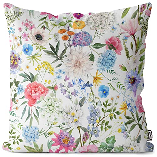 VOID Blumen Blumenmuster Frühlingsblumen 40x40 Kissenhülle Polyester Zierkissen Couchkissen Ostern Osterdeko Deko von VOID