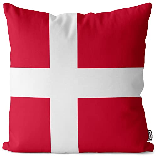 VOID Dänemark Danmark Polyester Kissenbezug Flagge Fahne Fan-Kissen Kissenhülle Outdoor Indoor Bunt, Kissen Größe:40 x 40 cm von VOID